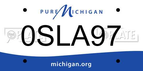 0SLA97 Michigan License Plate