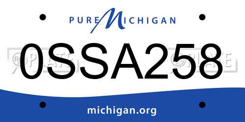 0SSA258 Michigan License Plate