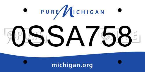 0SSA758 Michigan License Plate