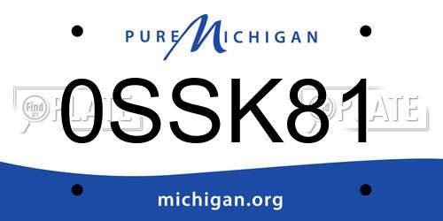 0SSK81 Michigan License Plate
