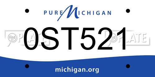 0ST521 Michigan License Plate