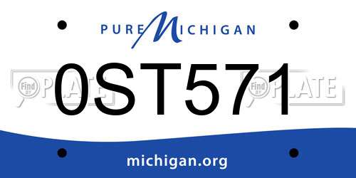 0ST571 Michigan License Plate