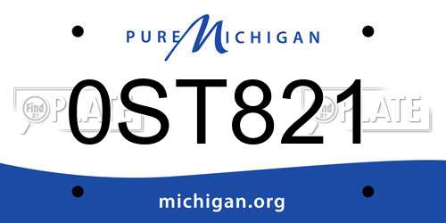 0ST821 Michigan License Plate