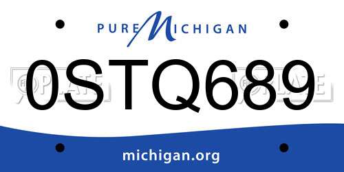 0STQ689 Michigan License Plate
