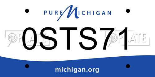 0STS71 Michigan License Plate