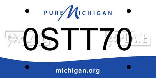 0STT70 Michigan License Plate