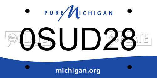 0SUD28 Michigan License Plate