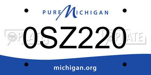 0SZ220 Michigan License Plate