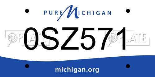 0SZ571 Michigan License Plate