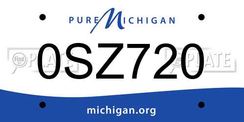 0SZ720 Michigan License Plate
