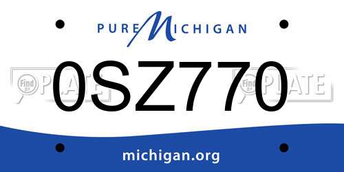 0SZ770 Michigan License Plate