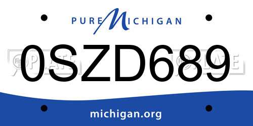 0SZD689 Michigan License Plate