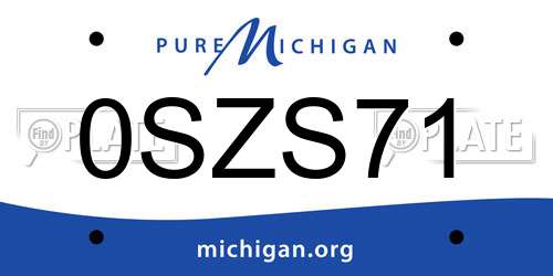 0SZS71 Michigan License Plate
