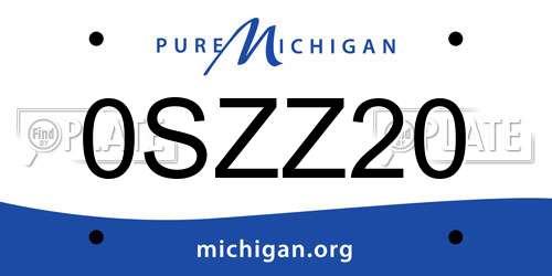 0SZZ20 Michigan License Plate