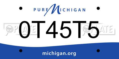 0T45T5 Michigan License Plate