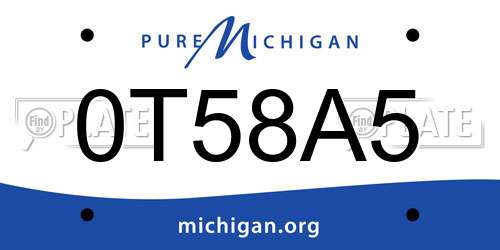 0T58A5 Michigan License Plate