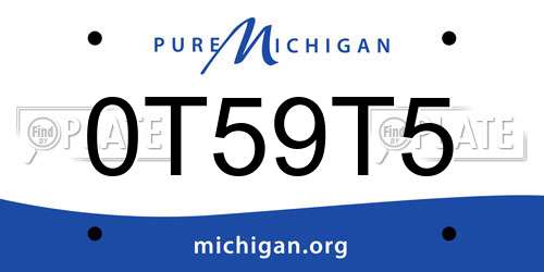 0T59T5 Michigan License Plate