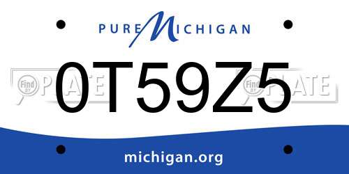 0T59Z5 Michigan License Plate
