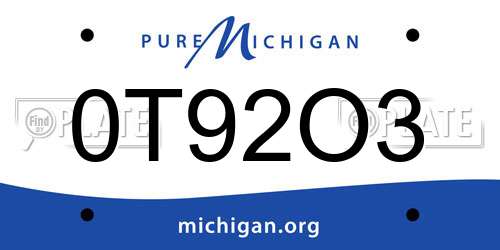 0T92O3 Michigan License Plate
