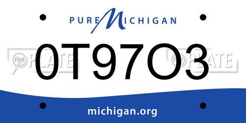 0T97O3 Michigan License Plate