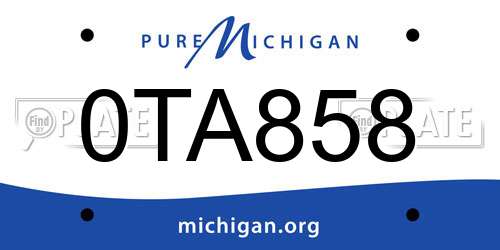 0TA858 Michigan License Plate