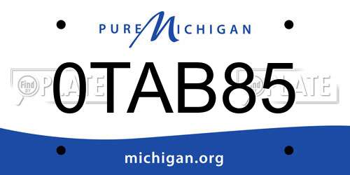 0TAB85 Michigan License Plate