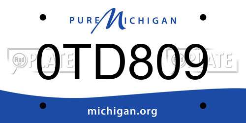 0TD809 Michigan License Plate