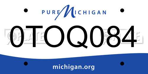0TOQ084 Michigan License Plate