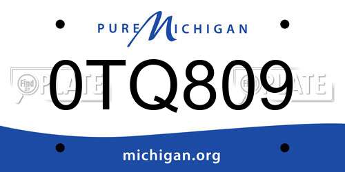 0TQ809 Michigan License Plate