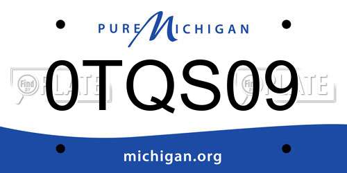 0TQS09 Michigan License Plate