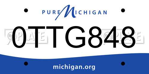 0TTG848 Michigan License Plate