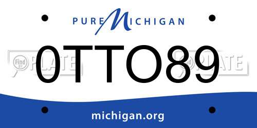 0TTO89 Michigan License Plate