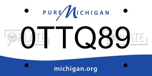 0TTQ89 Michigan License Plate