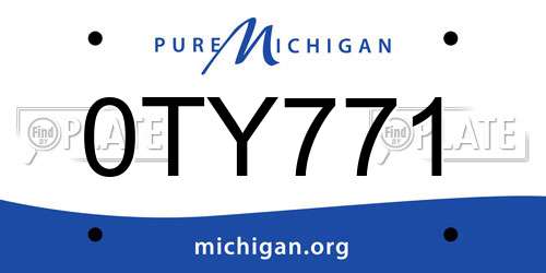 0TY771 Michigan License Plate