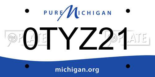 0TYZ21 Michigan License Plate