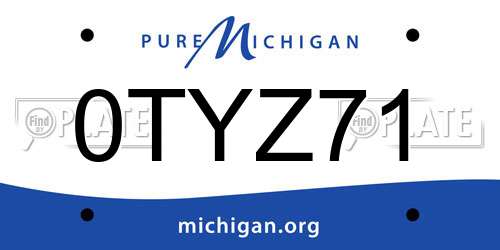 0TYZ71 Michigan License Plate