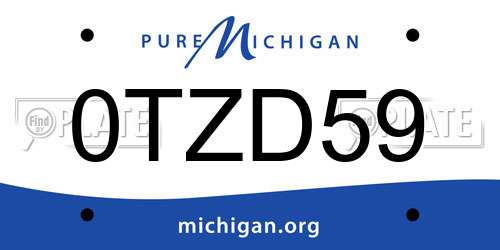 0TZD59 Michigan License Plate