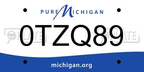 0TZQ89 Michigan License Plate