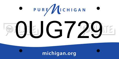 0UG729 Michigan License Plate