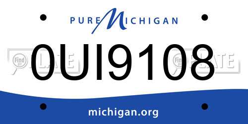 0UI9108 Michigan License Plate