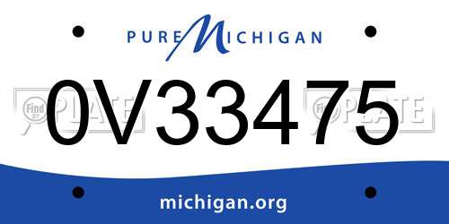 0V33475 Michigan License Plate