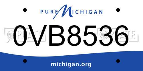 0VB8536 Michigan License Plate