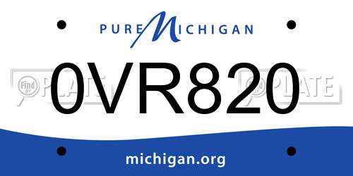 0VR820 Michigan License Plate