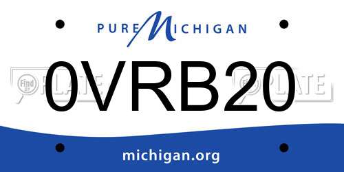 0VRB20 Michigan License Plate