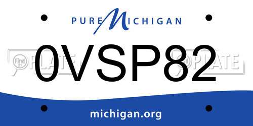0VSP82 Michigan License Plate