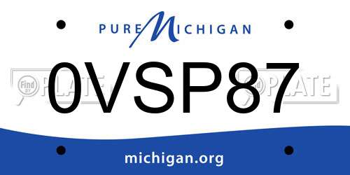 0VSP87 Michigan License Plate