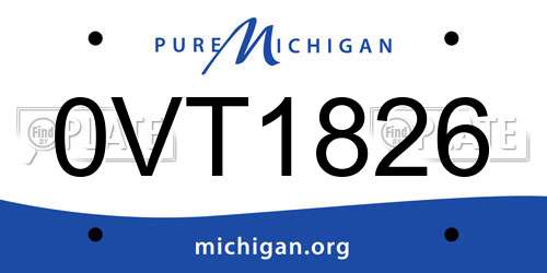 0VT1826 Michigan License Plate