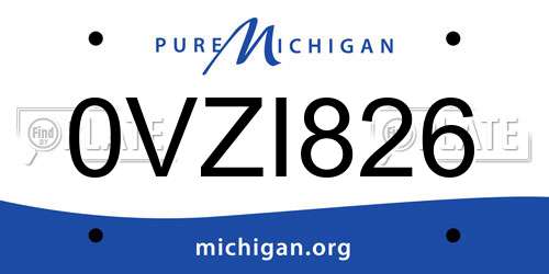 0VZI826 Michigan License Plate