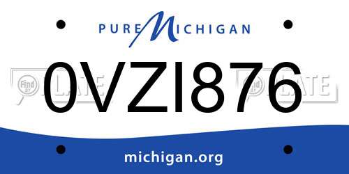 0VZI876 Michigan License Plate