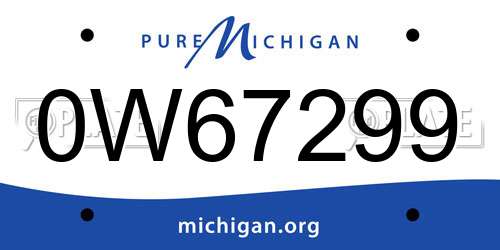 0W67299 Michigan License Plate